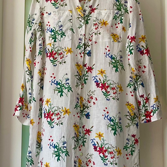 💐Contemporaine Simons. Botanical Linen dress/duster/jacket Size Large - Picture 10 of 11